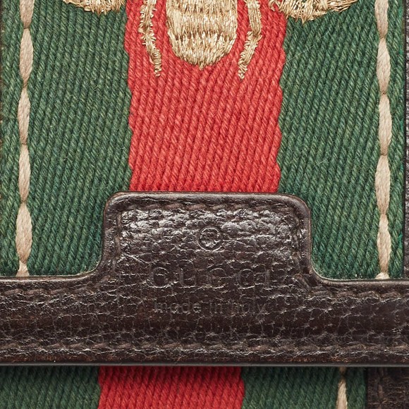 GUCCI Brown/Beige Canvas and Leather Bee Web Continental Wallet - Picture 6 of 8